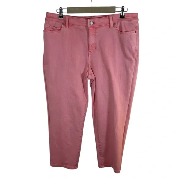 Talbots Straight Leg Crop Women’s Pink Denim Cropped Jeans. Size 14P - Picture 1 of 5